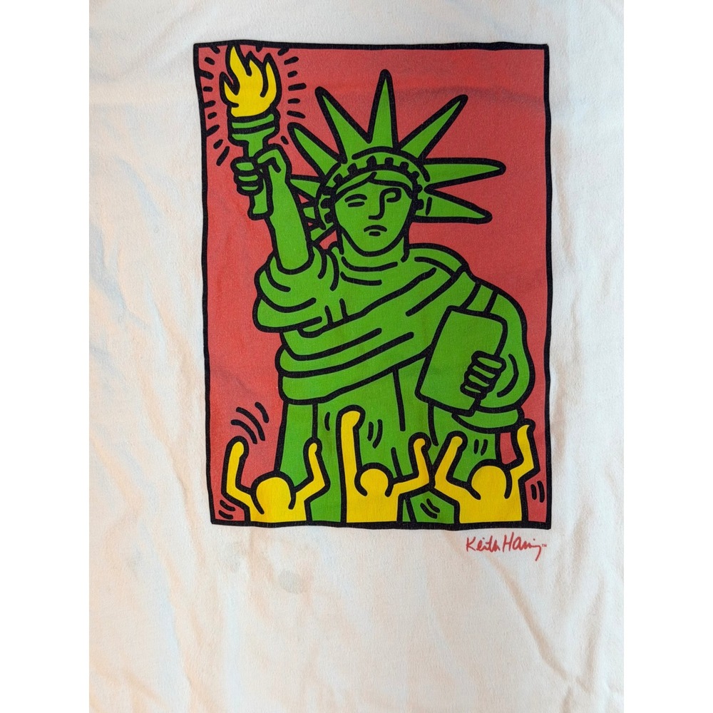 Uniqlo UT Keith Haring Statue of Liberty Graphic T-Shirt White XS Pop Art Tee - Picture 3 of 4
